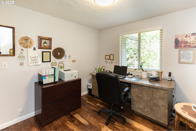 2416 SW 23rd Cir, Troutdale, OR 97060 - home office with dark wood finished floors, baseboards, and a textured ceiling