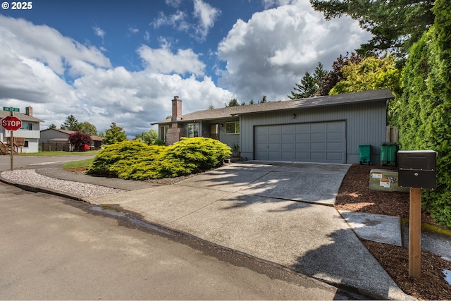2416 SW 23rd Cir, Troutdale, OR 97060 - ranch-style house featuring a garage, a chimney, and concrete driveway