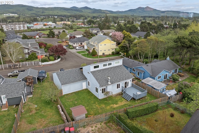 aerial view with a residential view and a mountain view