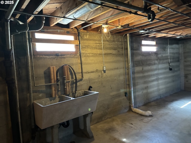 basement featuring sink