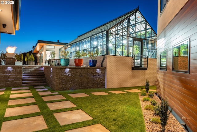 view of yard featuring a lanai