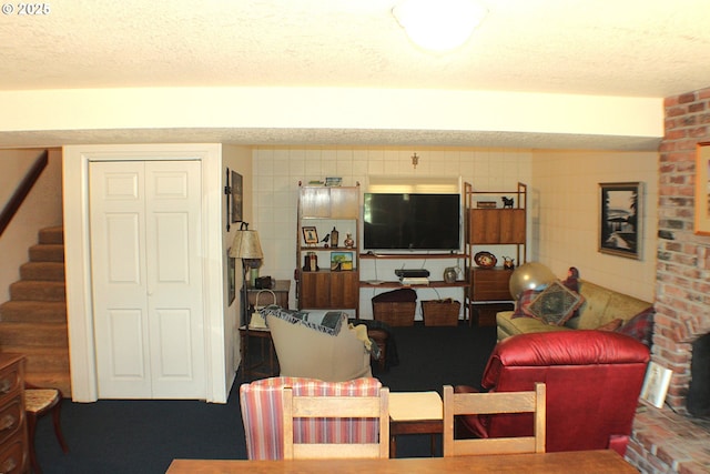 1056 NE Orchard Dr, Myrtle Creek, OR 97457 - living room with a textured ceiling and stairs