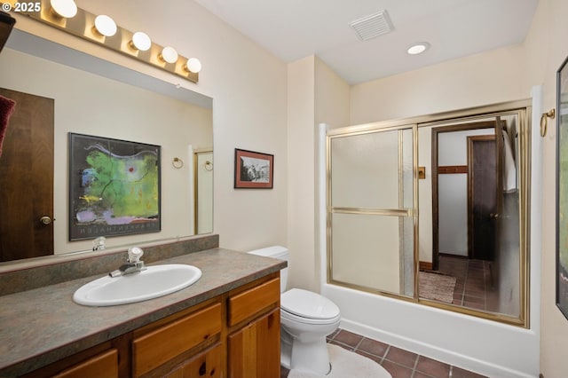 70198 E Barlow Trail Rd, Rhododendron, OR 97049 - bathroom featuring vanity, tile patterned floors, and combined bath / shower with glass door