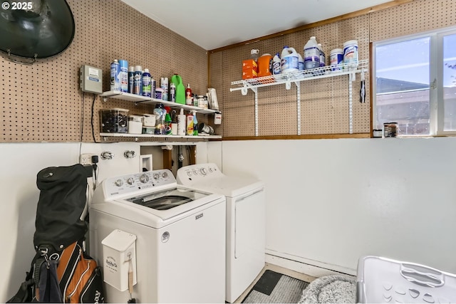 laundry room with washing machine and clothes dryer and laundry area