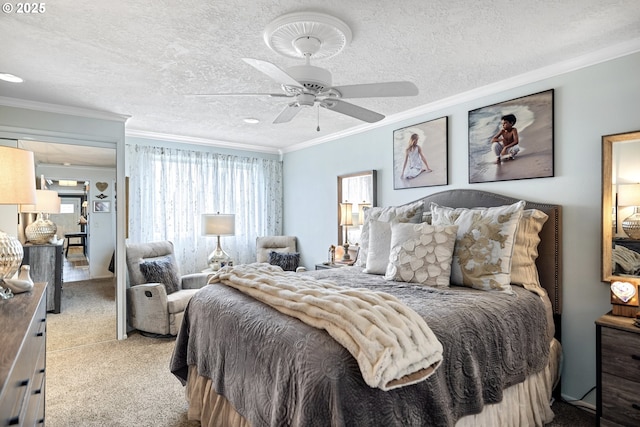 440 S Cascade Dr, Woodburn, OR 97071 - bedroom with carpet, ornamental molding, and a ceiling fan