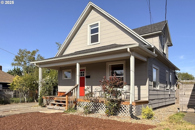 5636 SE 88th Ave, Portland, OR 97266 - view of front of house featuring covered porch and fence