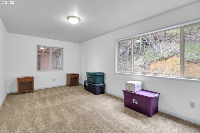 misc room featuring carpet and baseboards