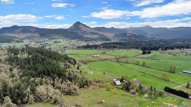 overview of rural landscape with a mountainous background