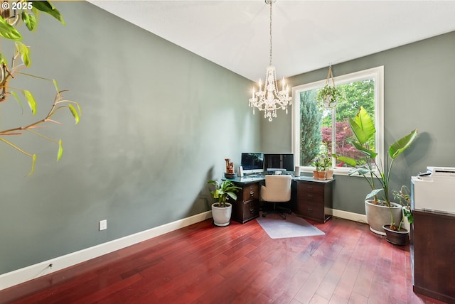 3356 NW 153rd Ter, Portland, OR 97229 - office space with a chandelier and dark wood finished floors
