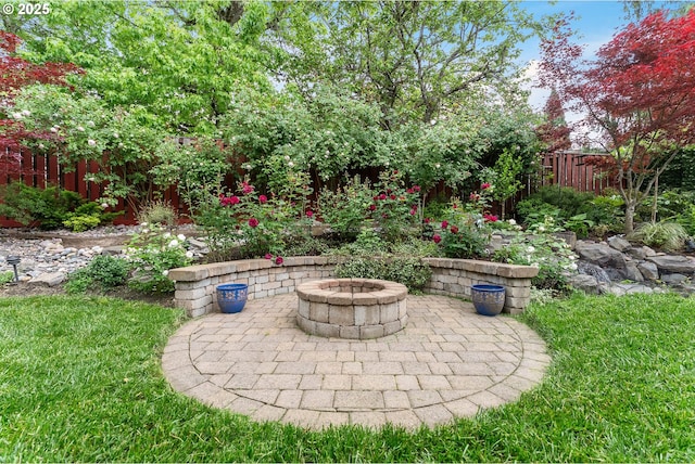 3356 NW 153rd Ter, Portland, OR 97229 - fenced backyard with a patio and an outdoor fire pit