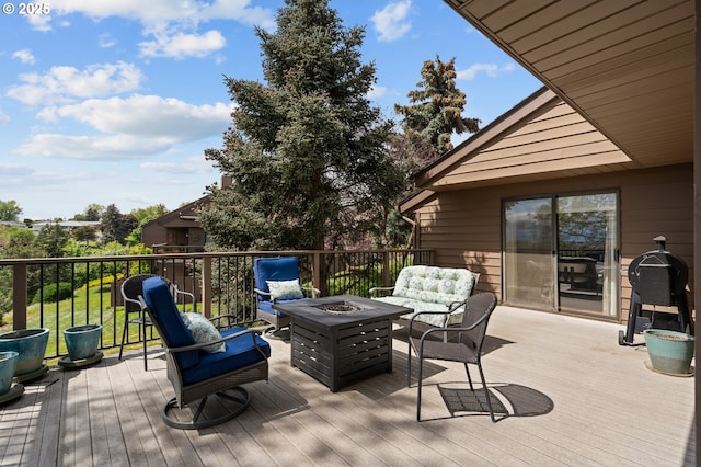 deck with a fire pit