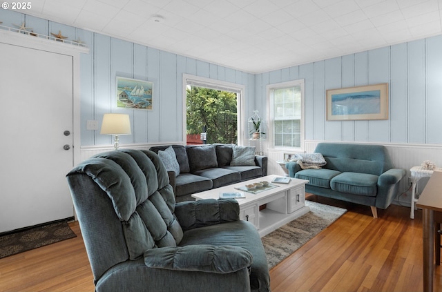 living area with wood-type flooring