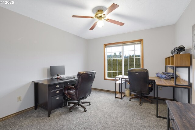 14504 SE Old Barn Ln, Damascus, OR 97089 - office featuring light colored carpet, baseboards, and a ceiling fan