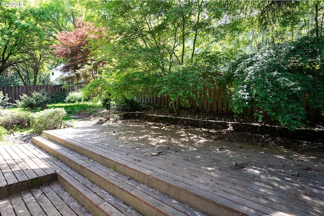 deck featuring a fenced backyard