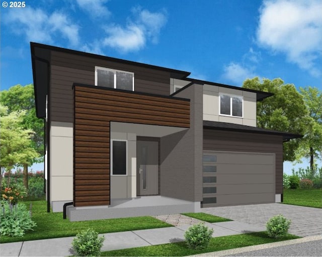 17196 SW Kalapuya Ln, Sherwood, OR 97140 - contemporary house featuring an attached garage and decorative driveway
