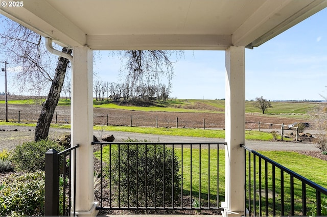 view of patio / terrace featuring a rural view