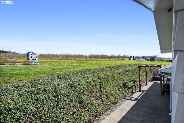 exterior space with a rural view