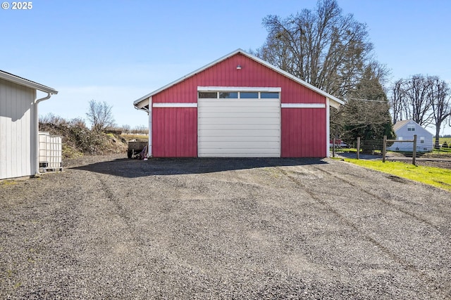 view of detached garage