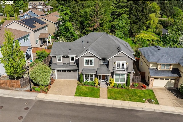 aerial view with a residential view
