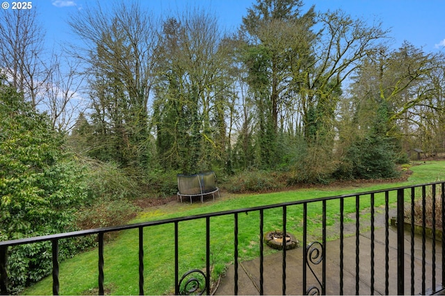 view of yard featuring a trampoline