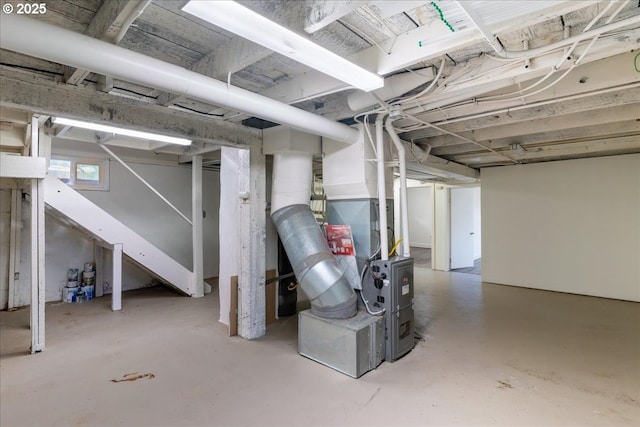 basement with heating unit