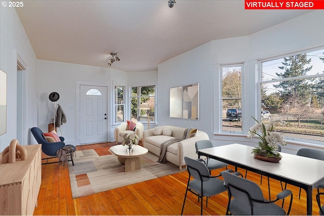 interior space with light hardwood / wood-style floors and a wealth of natural light