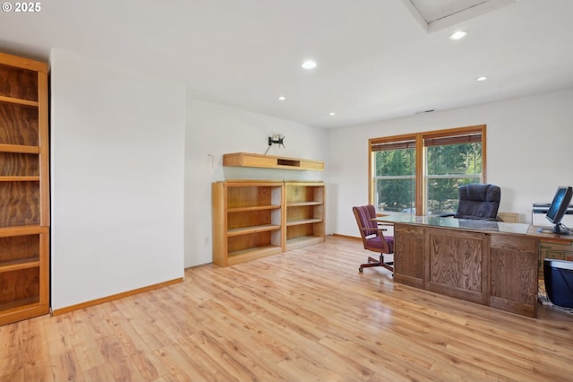 home office featuring light wood-type flooring