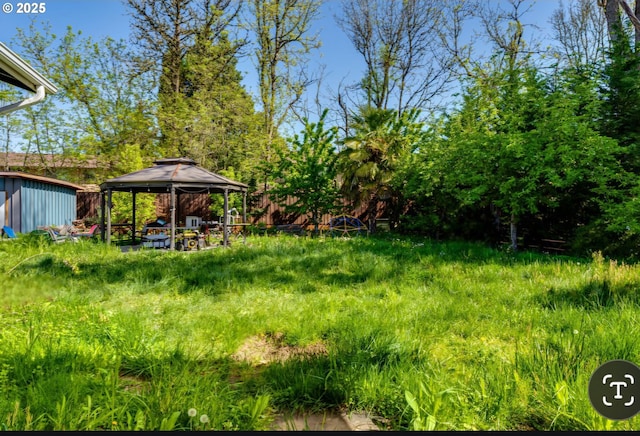 view of yard featuring a gazebo