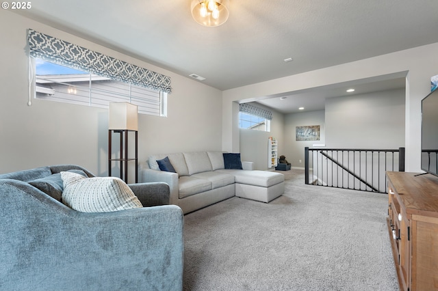 living room with carpet floors