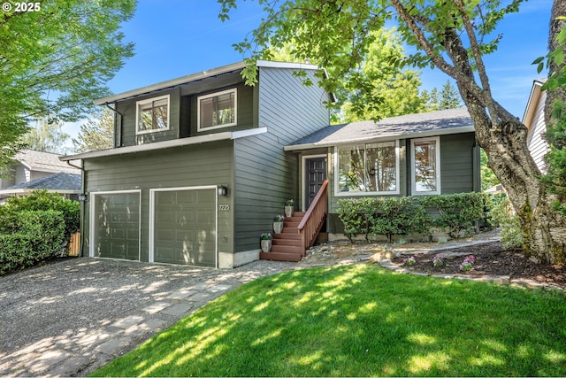 7225 SW Anne St, Beaverton, OR 97008 - split level home with a garage, a front lawn, and driveway