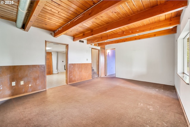 1339 SW 27th Ct, Gresham, OR 97080 - empty room with wooden ceiling with exposed beams and carpet floors