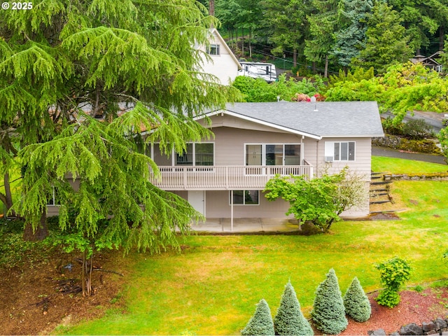 1339 SW 27th Ct, Gresham, OR 97080 - rear view of property featuring a patio area, a yard, a deck, and a shingled roof