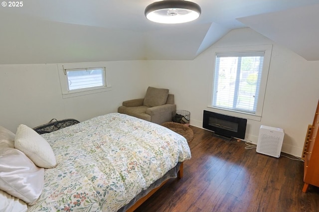 929 S 7th St, Coos Bay, OR 97420 - bedroom with multiple windows, dark wood-type flooring, lofted ceiling, and baseboards