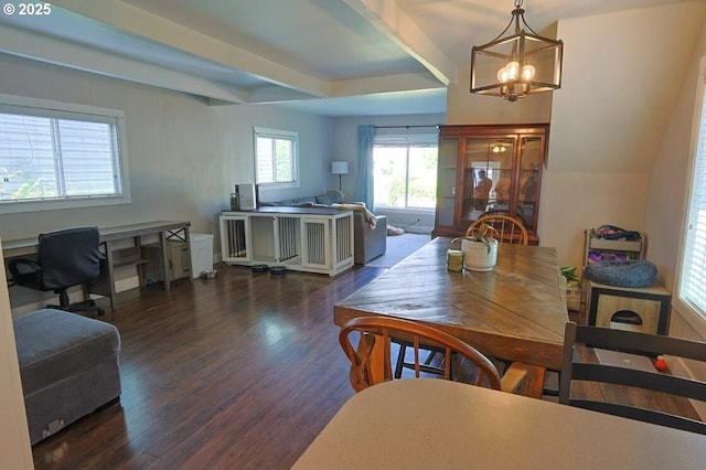 929 S 7th St, Coos Bay, OR 97420 - dining room with dark wood-style floors, a chandelier, and a desk
