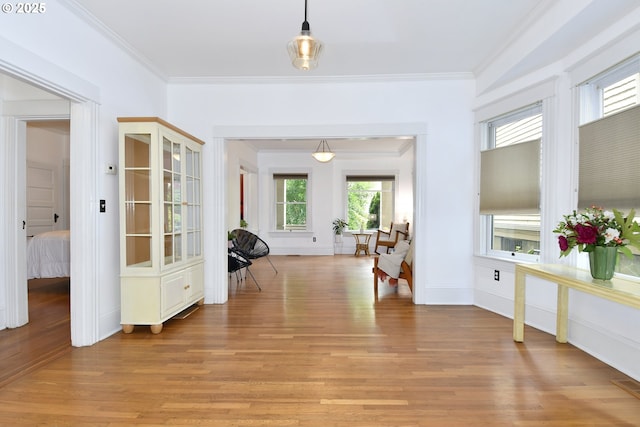 1330 SE 14th Ave SE, Portland, OR 97214 - corridor featuring crown molding, light wood-style floors, and baseboards