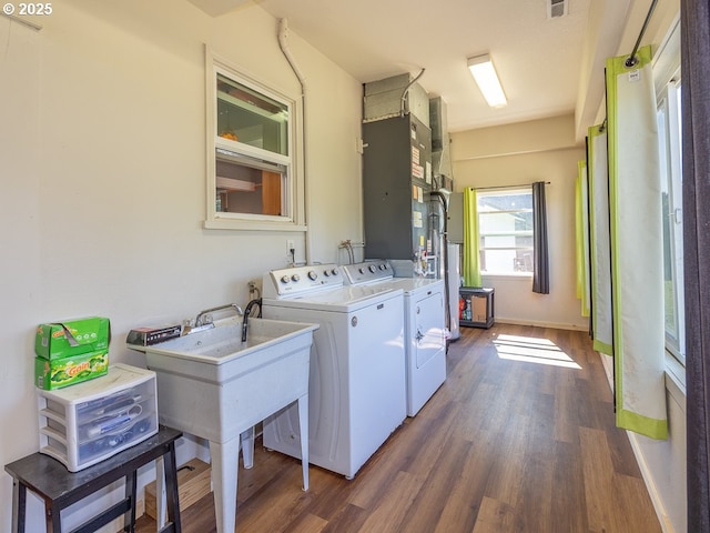410 E Yacolt Rd, Yacolt, WA 98675 - washroom featuring washing machine and clothes dryer and wood finished floors