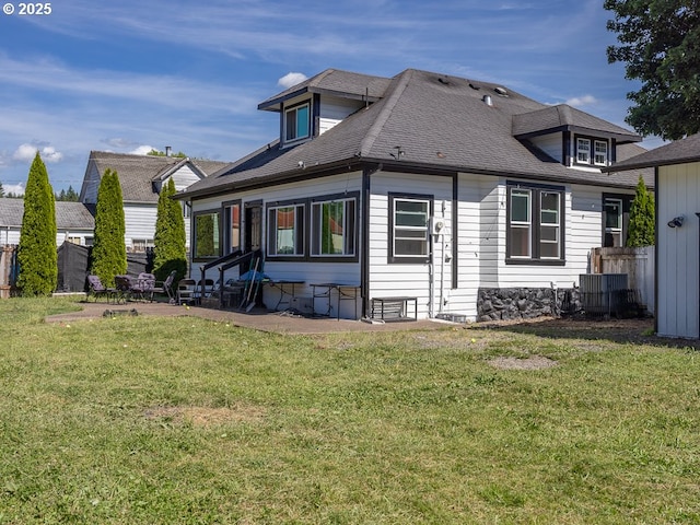 410 E Yacolt Rd, Yacolt, WA 98675 - back of property with a patio, roof with shingles, and entry steps
