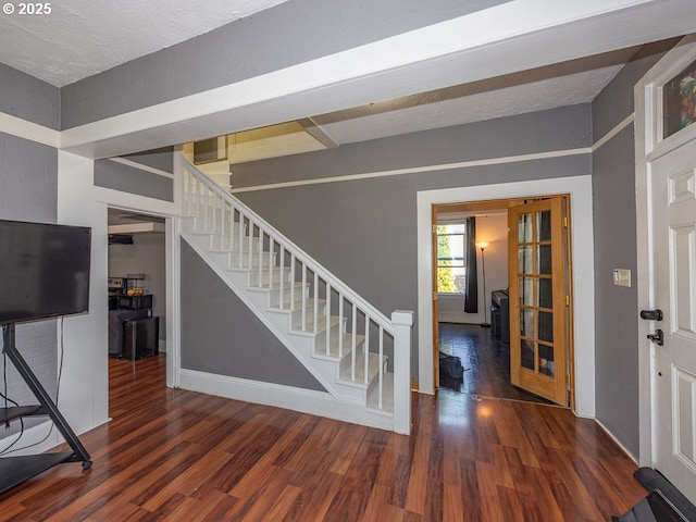 410 E Yacolt Rd, Yacolt, WA 98675 - entrance foyer with wood finished floors, stairway, and french doors