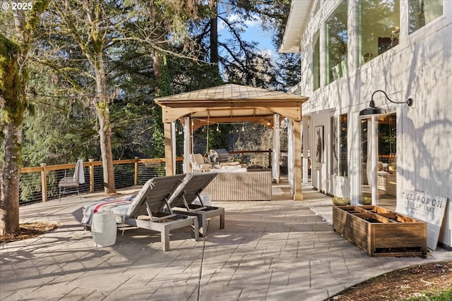 view of patio featuring a gazebo