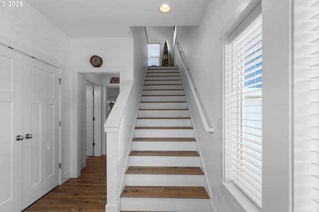 5769 NW Logan Rd, Lincoln City, OR 97367 - stairs with wood finished floors and recessed lighting