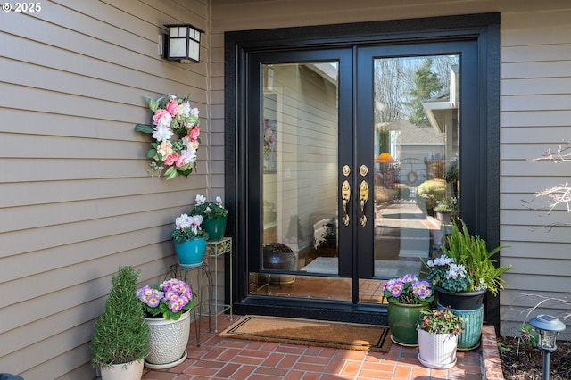 doorway to property featuring french doors