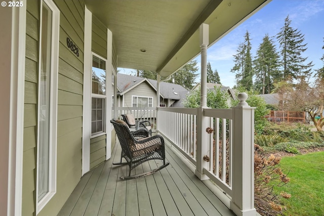 wooden deck with a porch