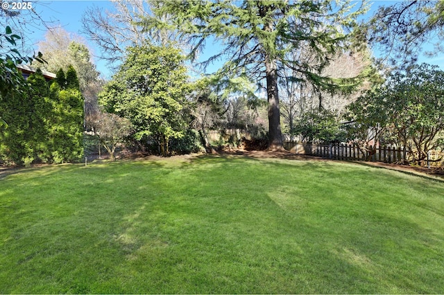 view of yard featuring fence