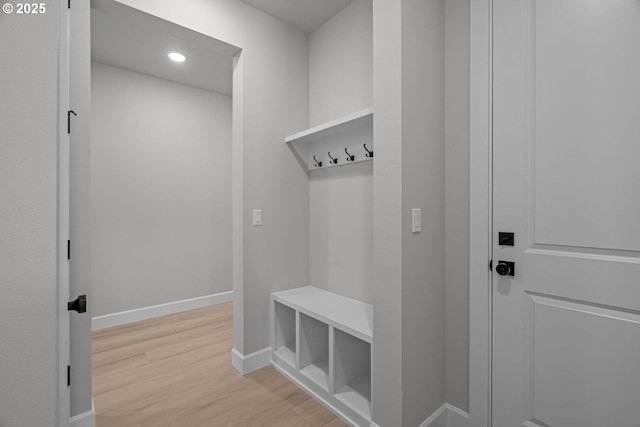 mudroom featuring light hardwood / wood-style floors