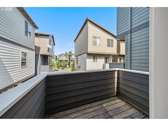 deck with a residential view