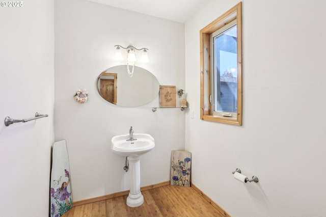 52135 E Terra Fern Dr, Sandy, OR 97055 - bathroom with wood finished floors and baseboards