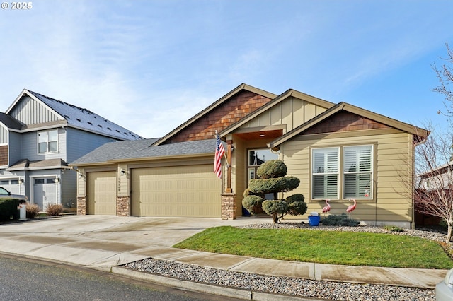 craftsman house with a garage