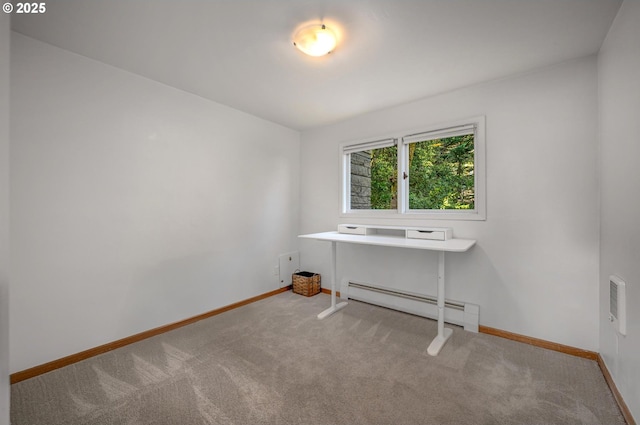 2631 SW Sherwood Dr, Portland, OR 97201 - interior space featuring carpet, a baseboard heating unit, and baseboards