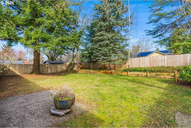 view of yard with a fenced backyard