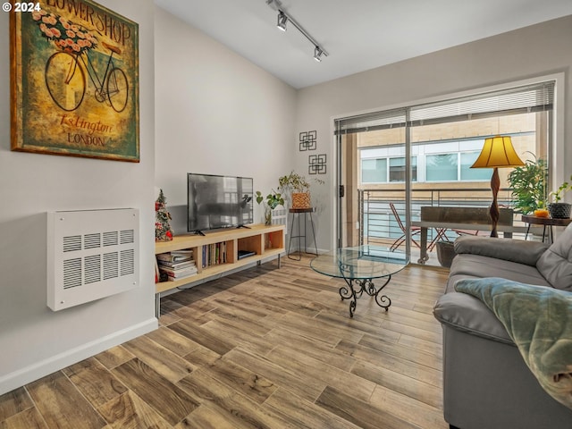 living room with track lighting